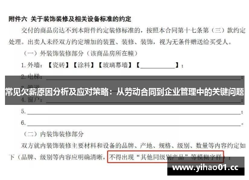 常见欠薪原因分析及应对策略：从劳动合同到企业管理中的关键问题